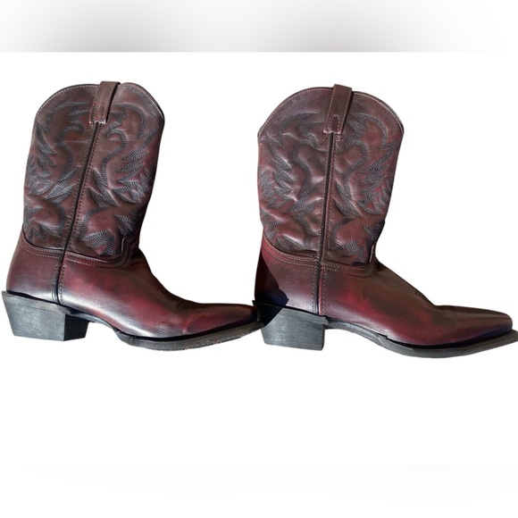 Laredo Men’s Western Cowboy Boots Burgundy Red Leather Square Toe Size 12 - Picture 6 of 9